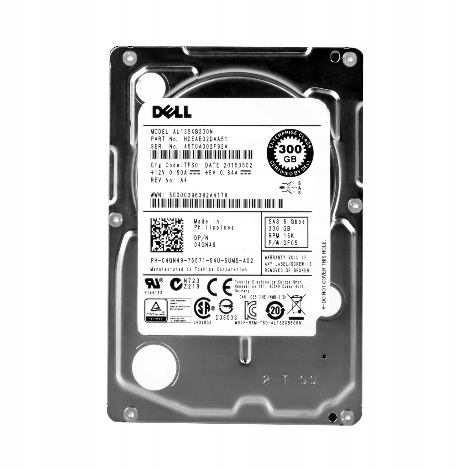 Dell 04GN49 300GB 15K 64MB SAS-2 2.5'' AL13SXB300N