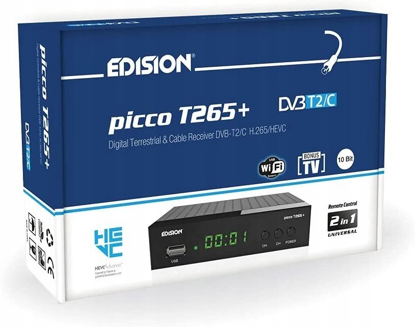 Tuner Pozemní DVB-T2 dekodér Edision Picco T265+