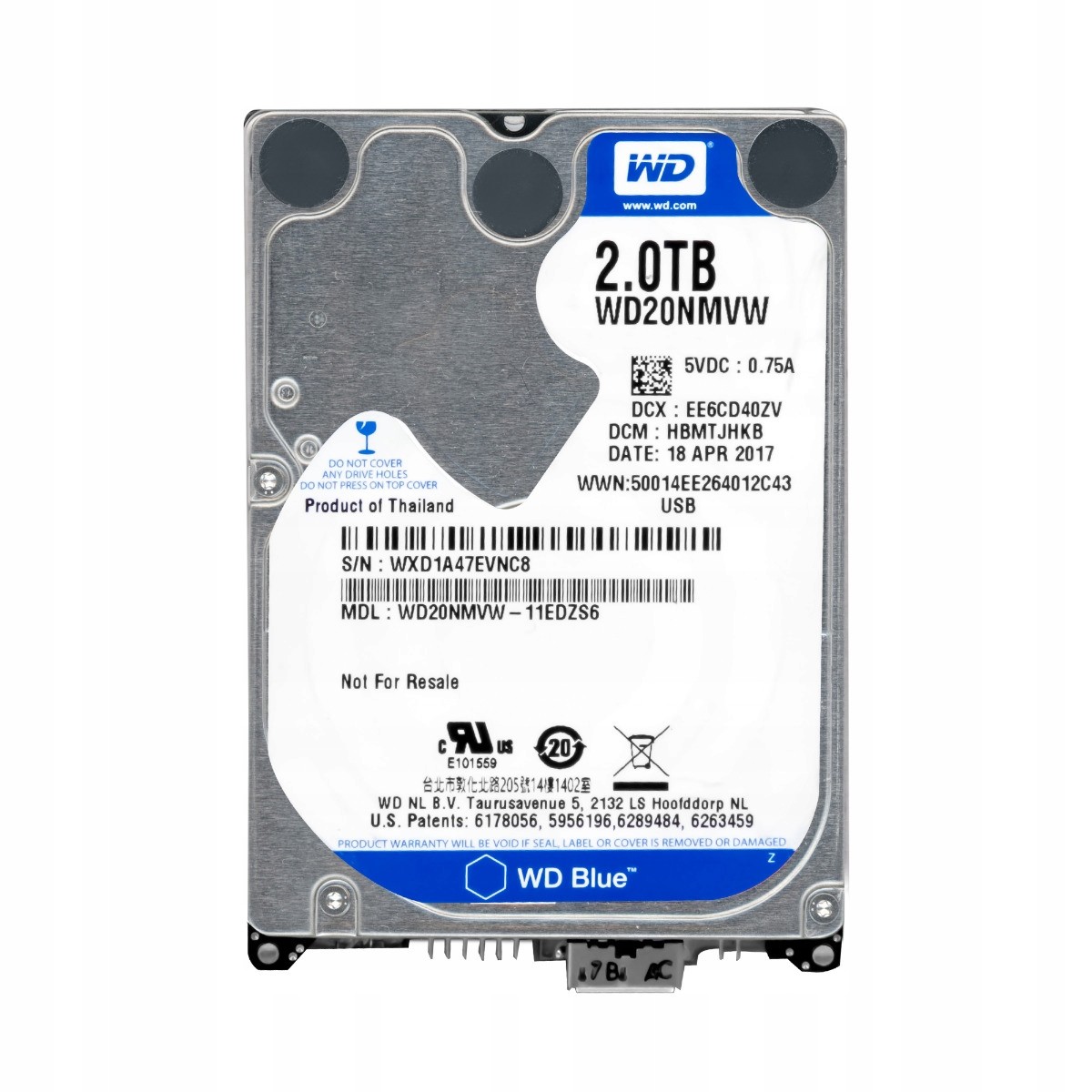 Wd Blue 2TB 5,2K Usb 3.0 2,5