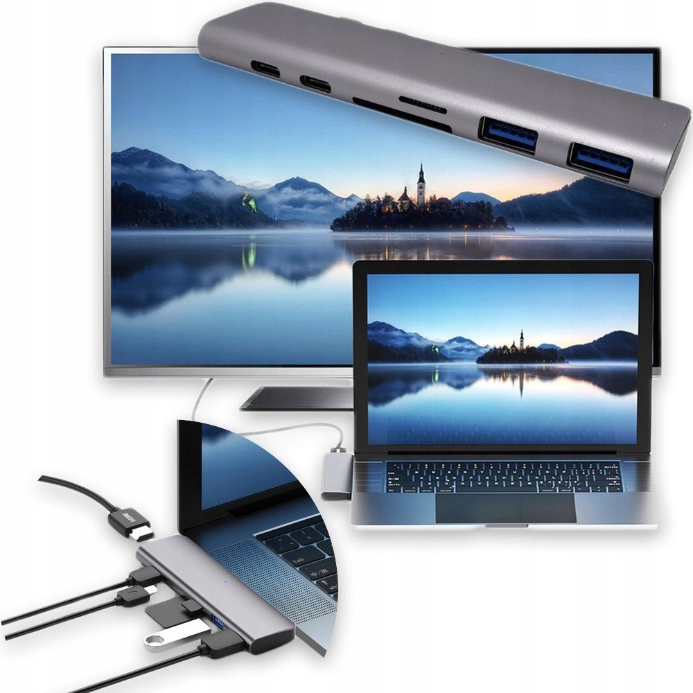 Adaptér Hub 6v1 Usb-c Hdmi Sd microSD MacBook