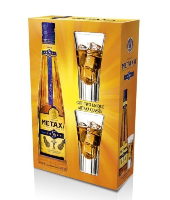 Metaxa 5* GiftBox +2 skla  0,7 l