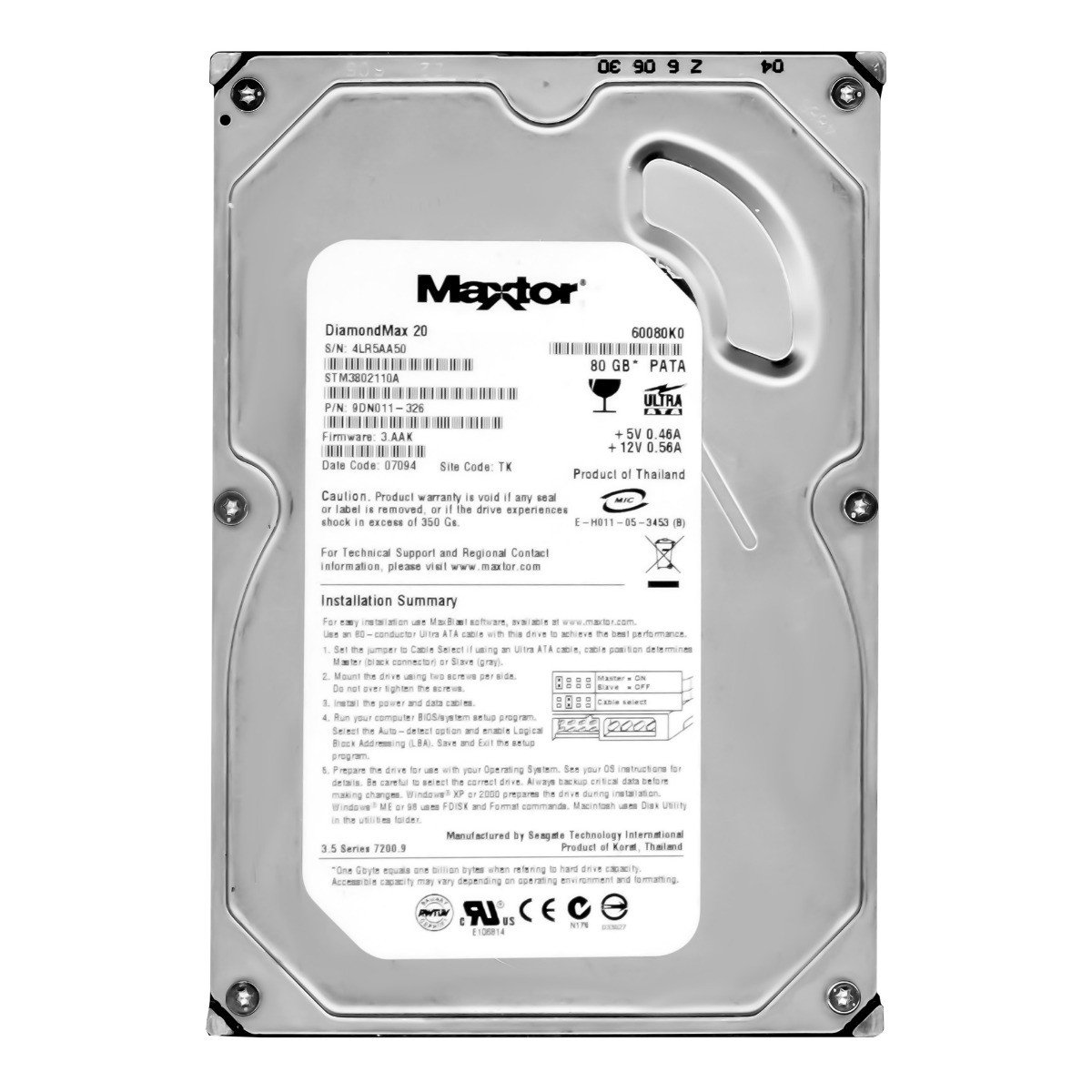 Maxtor DiamondMax 20 80GB 7.2k Ata 3.5 STM3802110A
