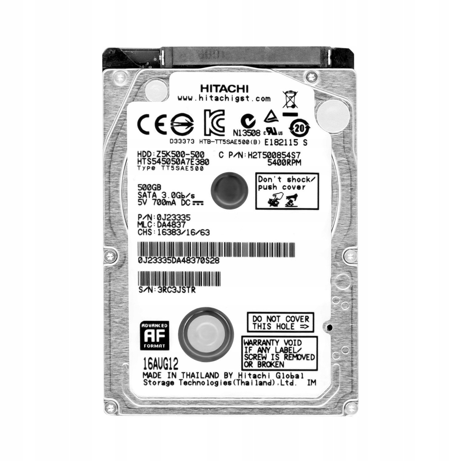 500GB 5.4k Sata II 2.5'' HTS545050A7E380