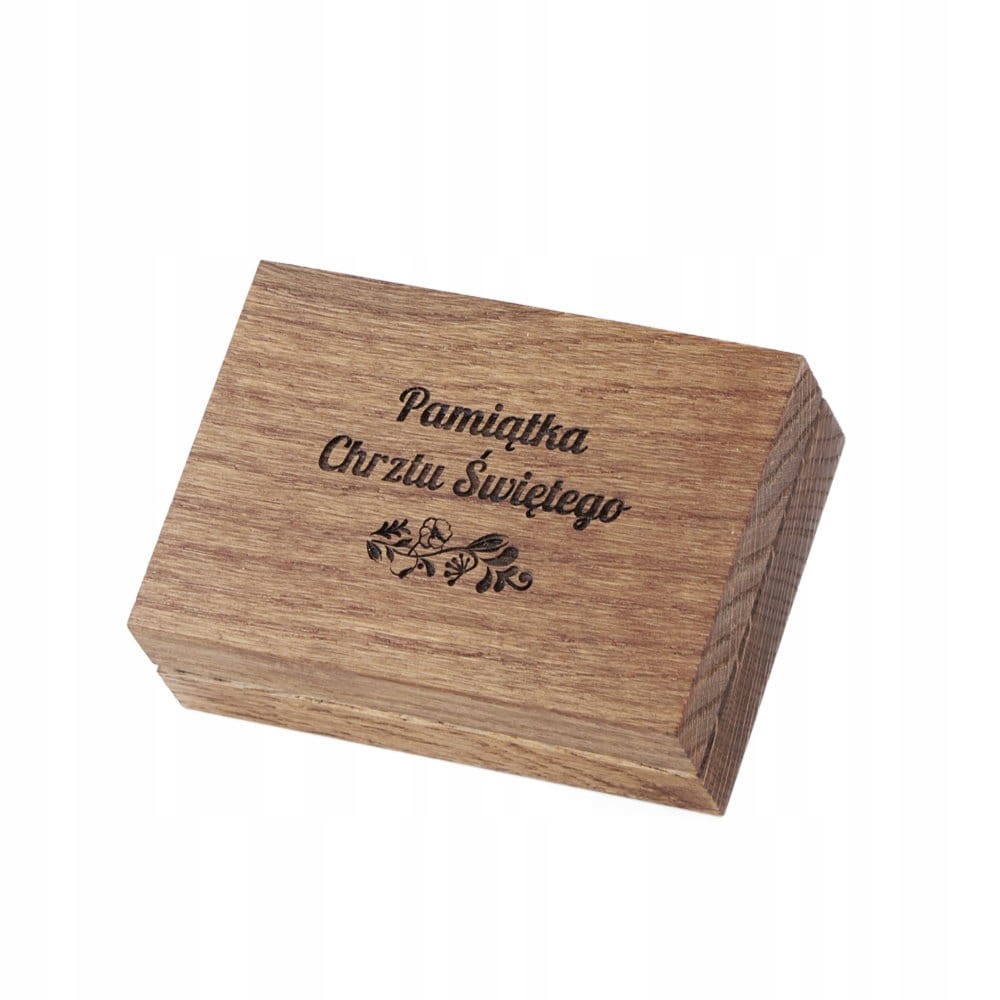 Dřevěná krabička na flashdisk gravírování Křest sv.