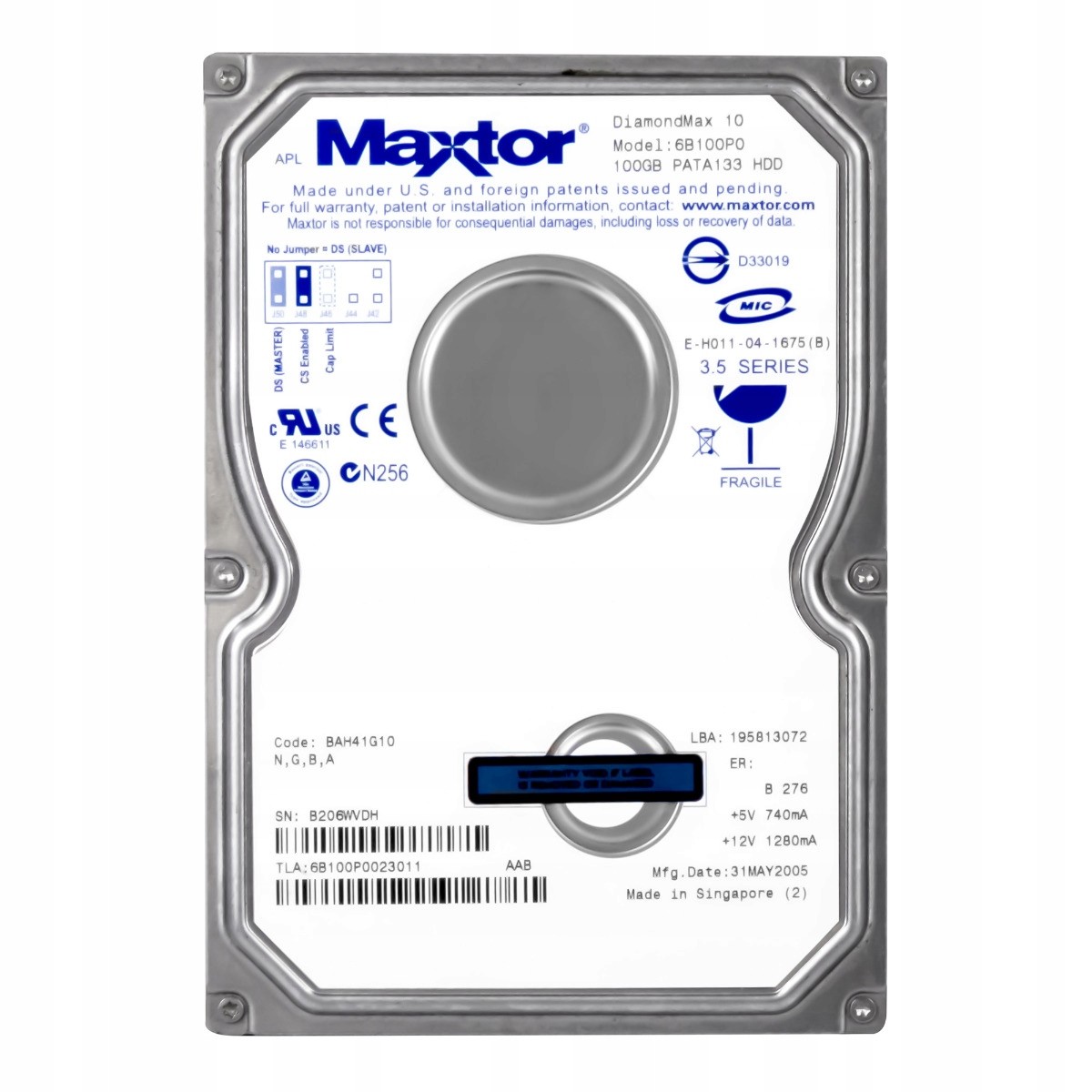 Maxtor DiamondMax 10 100GB 7.2K Ata 3.5'' 6B100P0
