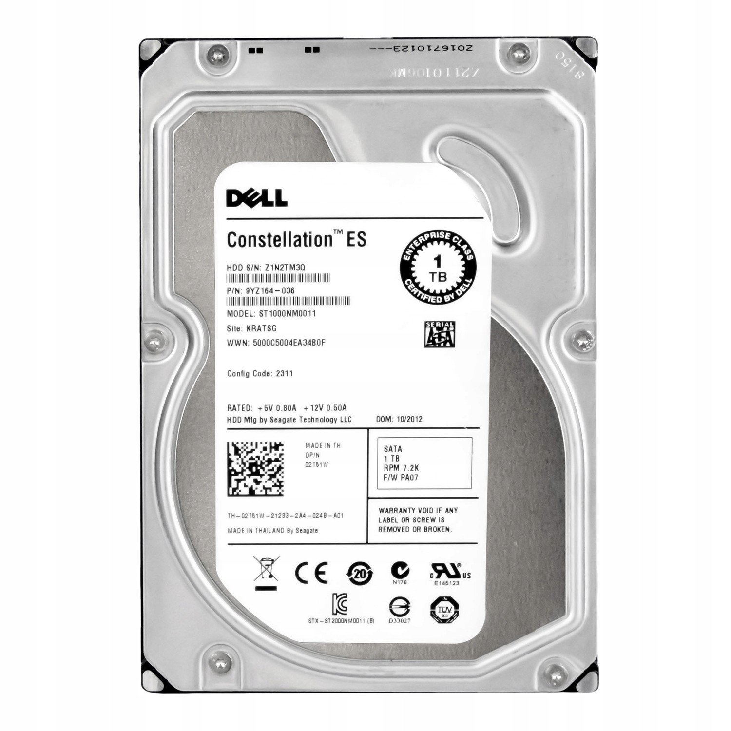 Dell 02T51W 1TB 7.2K Sata III 3.5'' ST1000NM0011