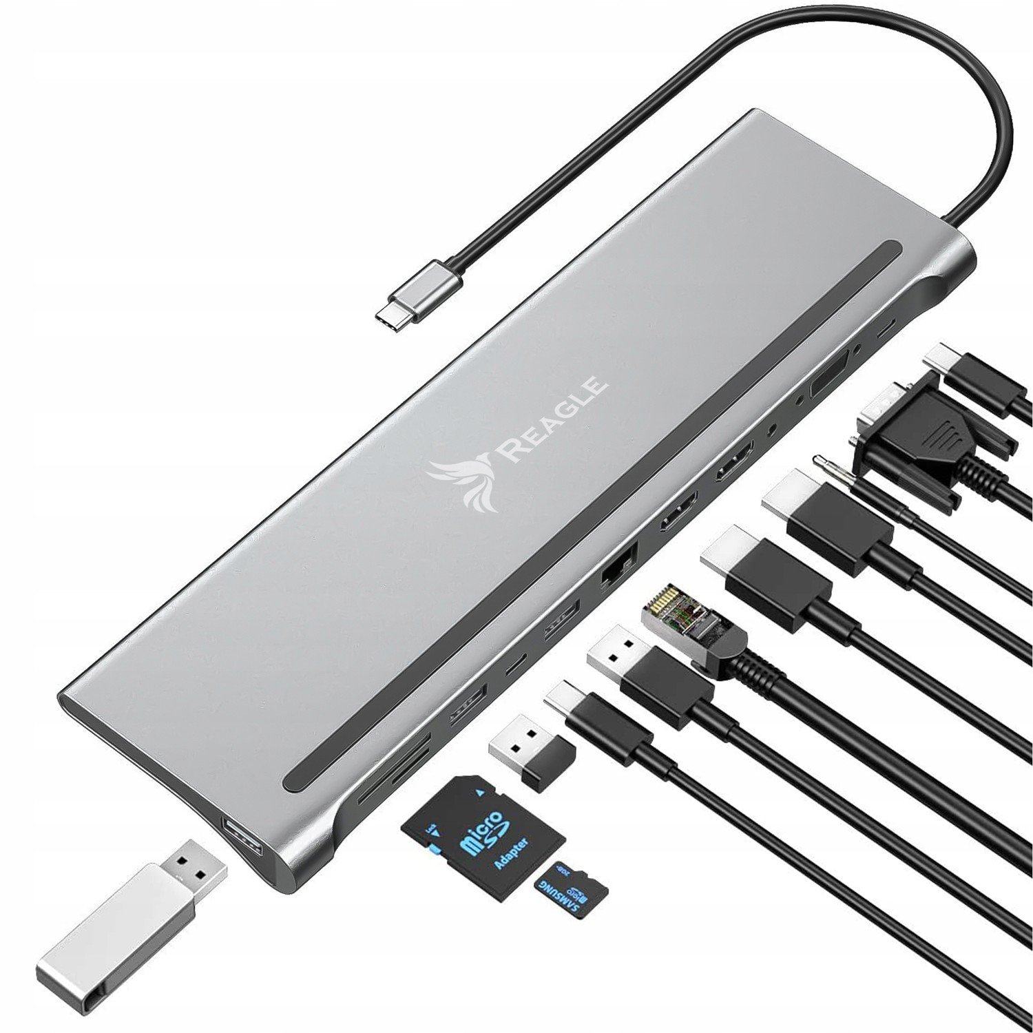 Dokovací stanice Hub Usb-c 12v1 2x Hdmi 4K RJ45 M1