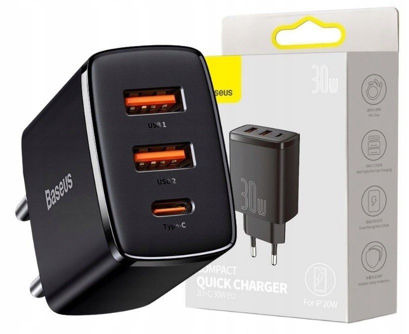 Rychlonabíječka do sítě 2xUSB, 1xUSB-C Pd Quick