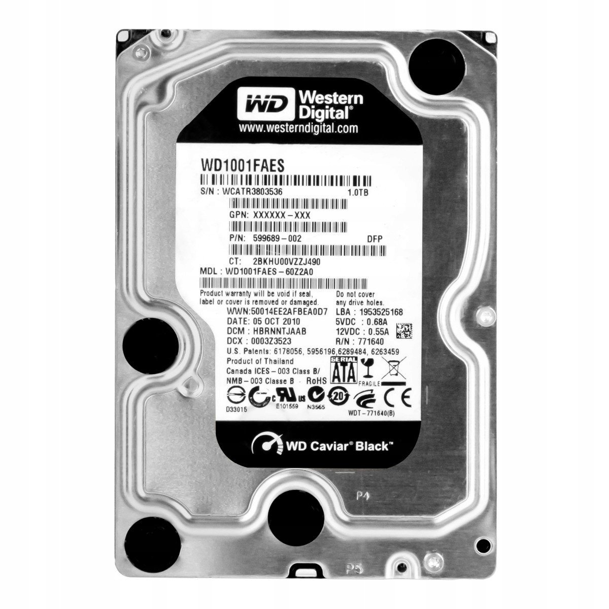 Hp 599689-002 1TB 7.2k Sata II 3.5'' WD1001FAES