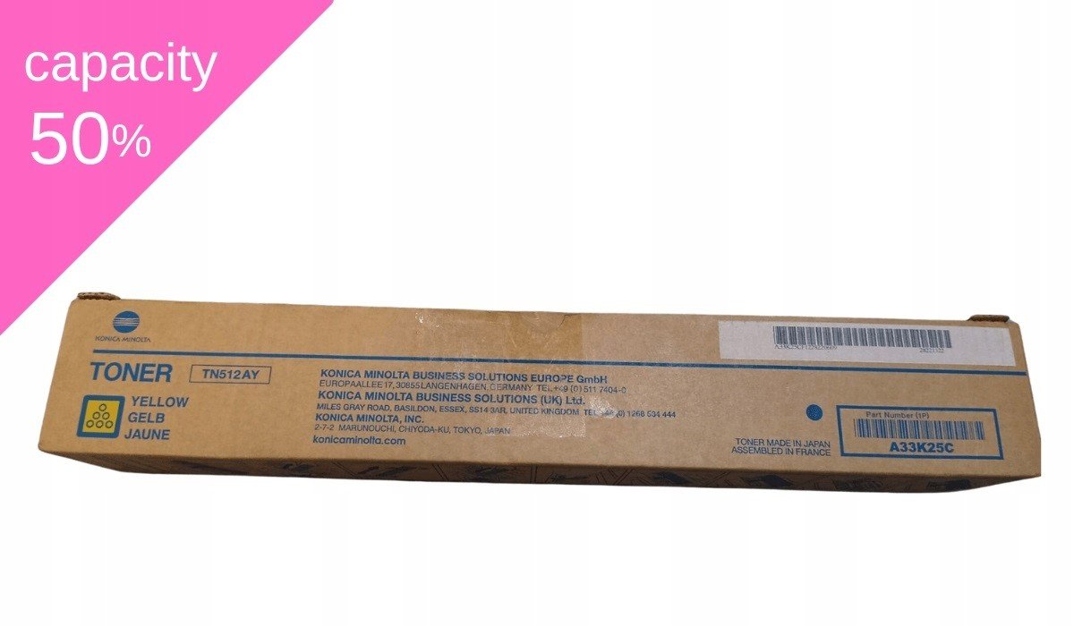 Toner Konica Minolta TN-512 A33K25H Y Oryg C454