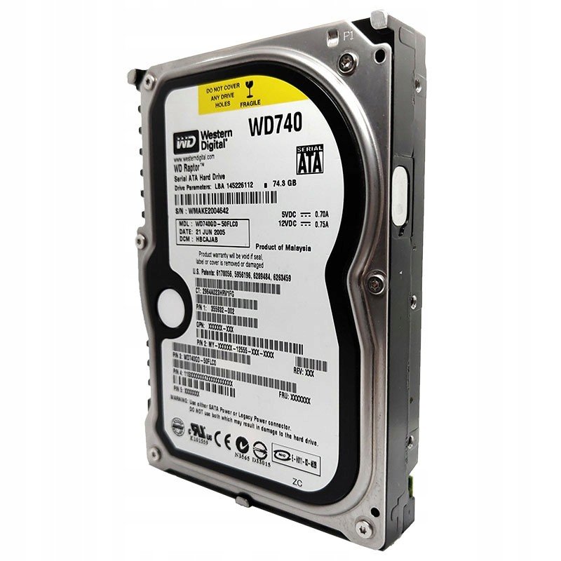 Wd 74GB WD740GD Raptor 8MB 10000rpm Sata 3,5″