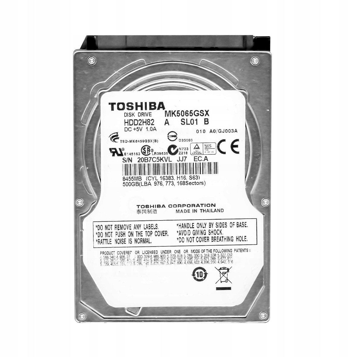 Toshiba 500GB 5,4k 8MB Sata II 2,5'' MK5065GSX