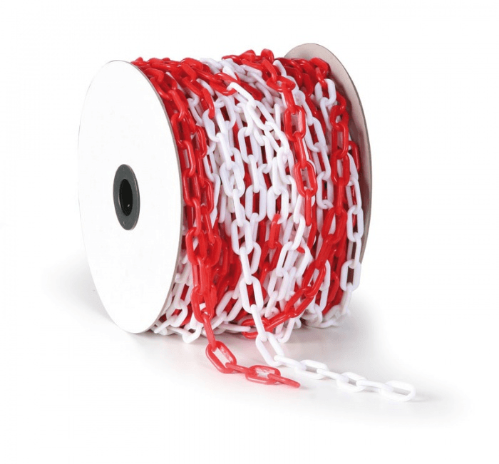 Plastový řetěz pro ohraničení červenobílý Délka 50 m, oko: ⌀ 6 mm (41 x 21 mm), kód: 13565