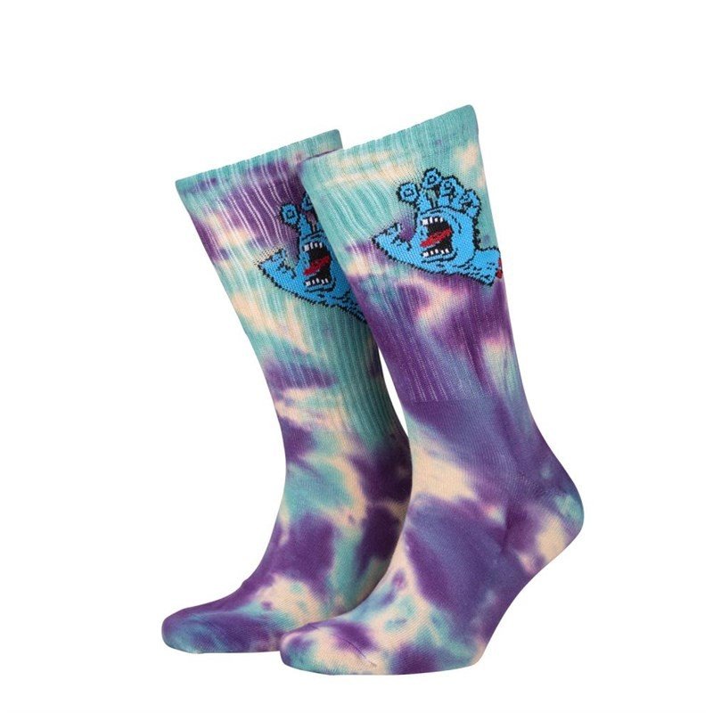 ponožky SANTA CRUZ - Screaming Hand Tie Dye Sock Oat/Purple/Aqua Tie dye (OAT/PURPLE/AQUA TIE ) veli