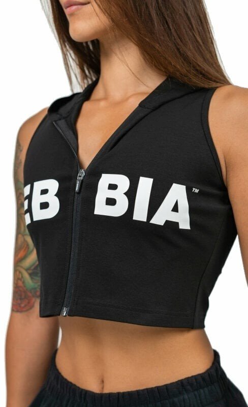 Nebbia Sleeveless Zip-Up Hoodie Muscle Mommy Black L