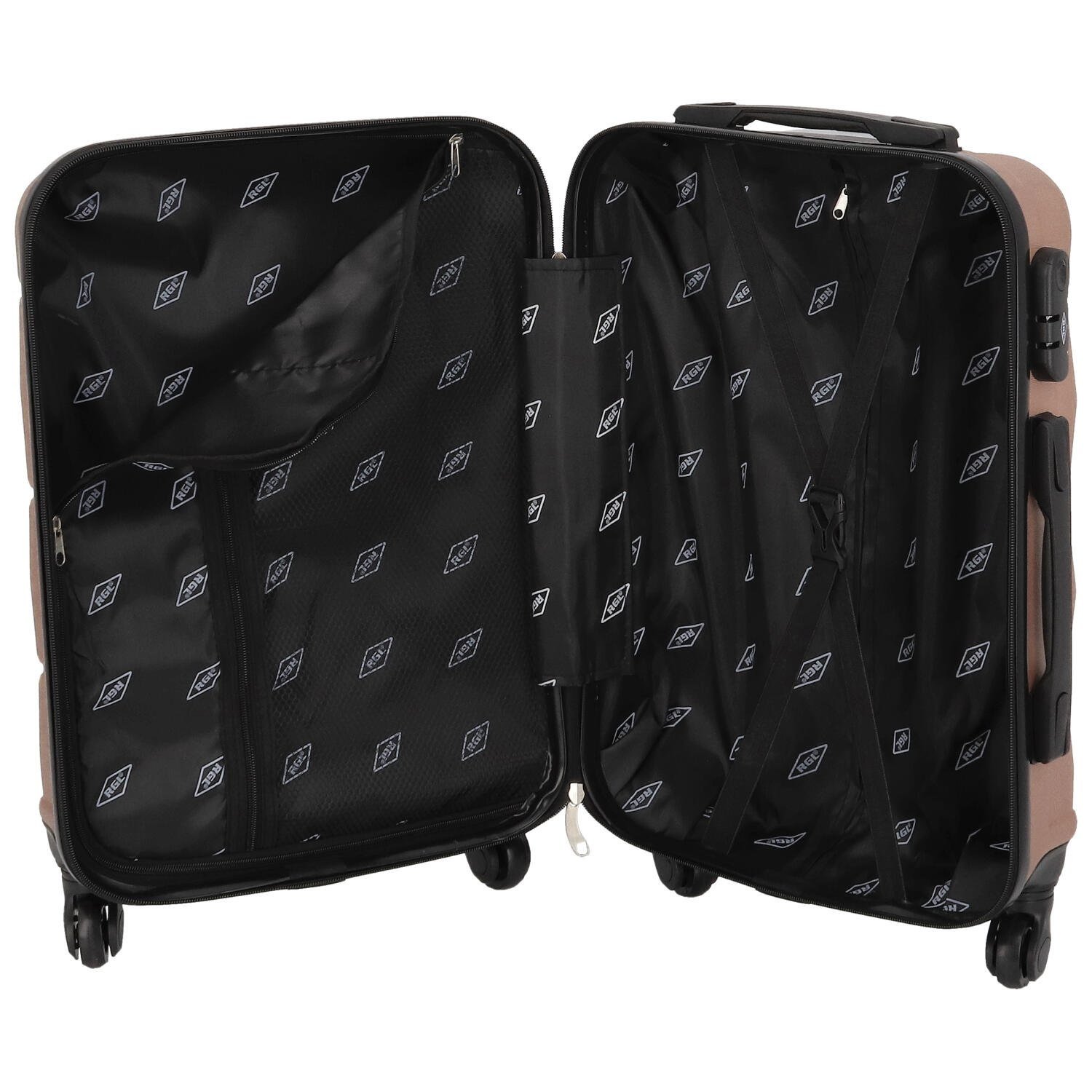 Cestovní plastový kufr Sonrado vel. M, růžově zlatý