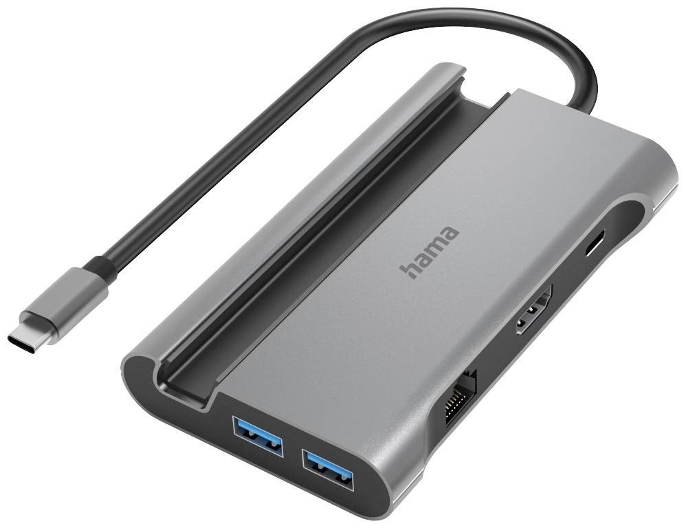 Hama Connect2Mobile 7 portů USB 3.0 hub s portem pro rychlé nabíjení, s konektorem USB C, UHD šedá