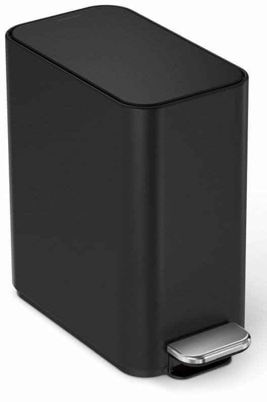 Simplehuman Pedálový úzký odpadkový koš – 5 l, matná černá ocel