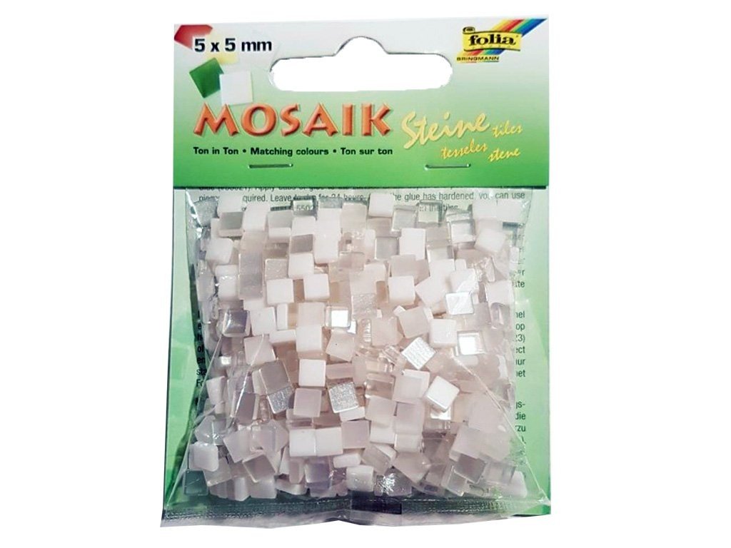 Folia - Max Bringmann Mozaikové kamínky 5x5 mm - tón v tónu BÍLÁ