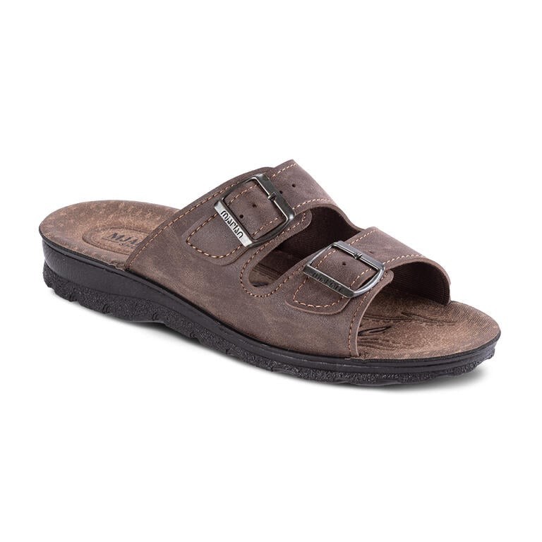 Pánské páskové pantofle hnědé