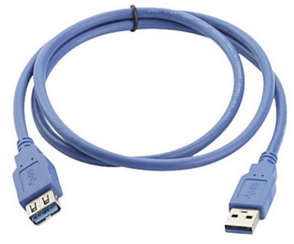Manhattan USB kabel USB 3.2 Gen1 (USB 3.0 / USB 3.1 Gen1) USB-A zástrčka, USB-A zásuvka 2.00 m modrá pozlacené kontakty, UL certifikace 322379-CG