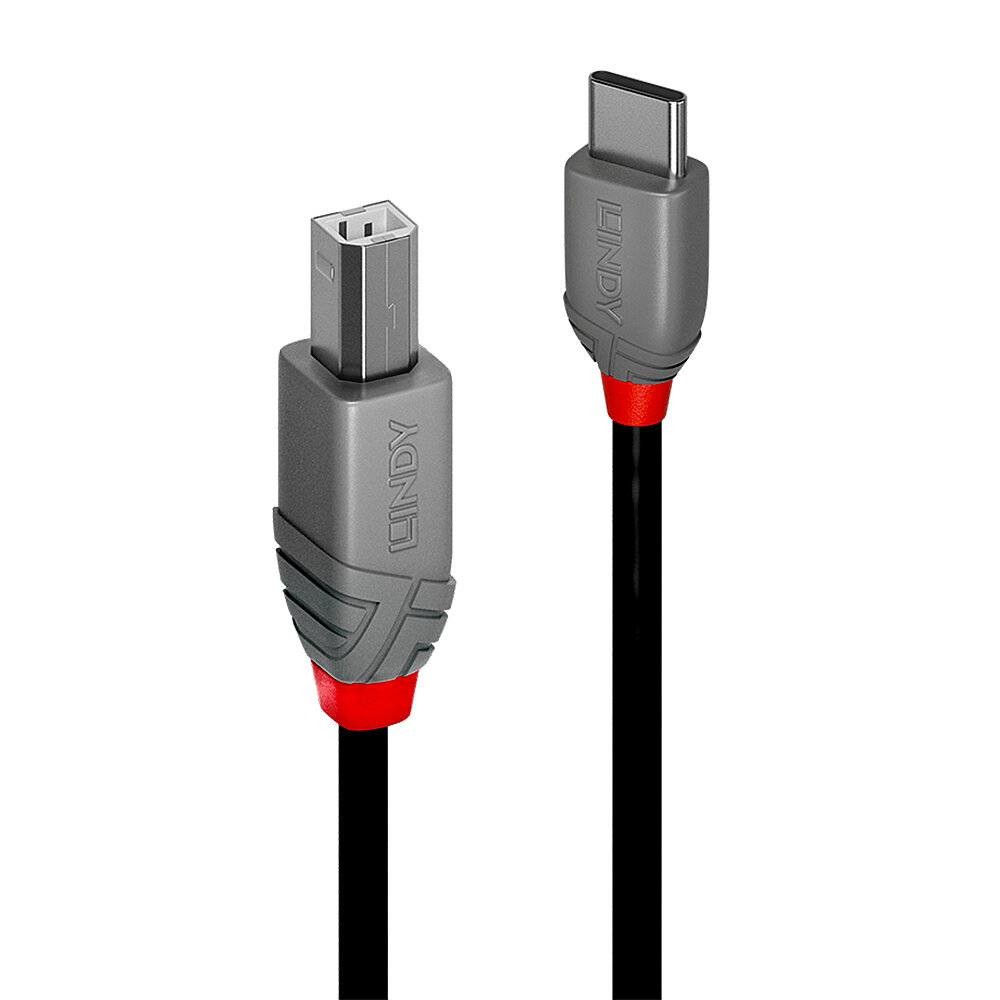 LINDY USB kabel USB 2.0 USB-C ® zástrčka, USB-B zástrčka 0.5 m černá 36940