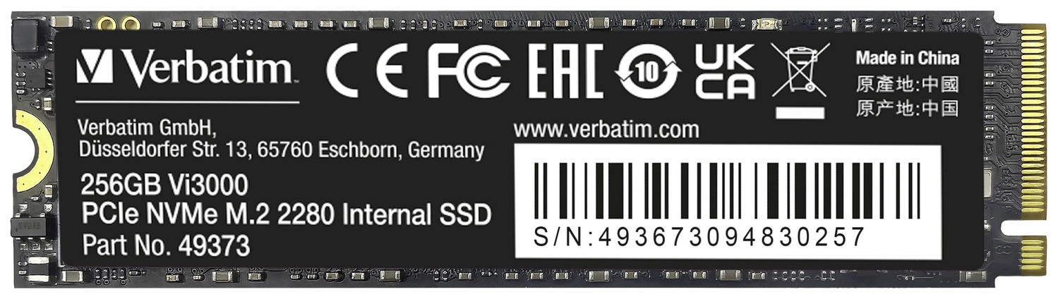 Verbatim Vi3000 256 GB interní SSD disk NVMe/PCIe M.2 PCIe NVMe 3.0 x4 Retail 49373
