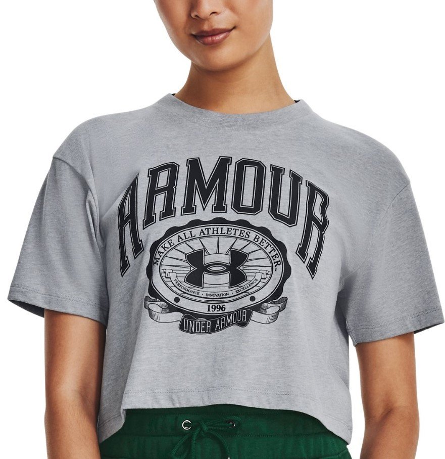 Triko Under Armour UA COLLEGIATE CREST CROP SS-GRY