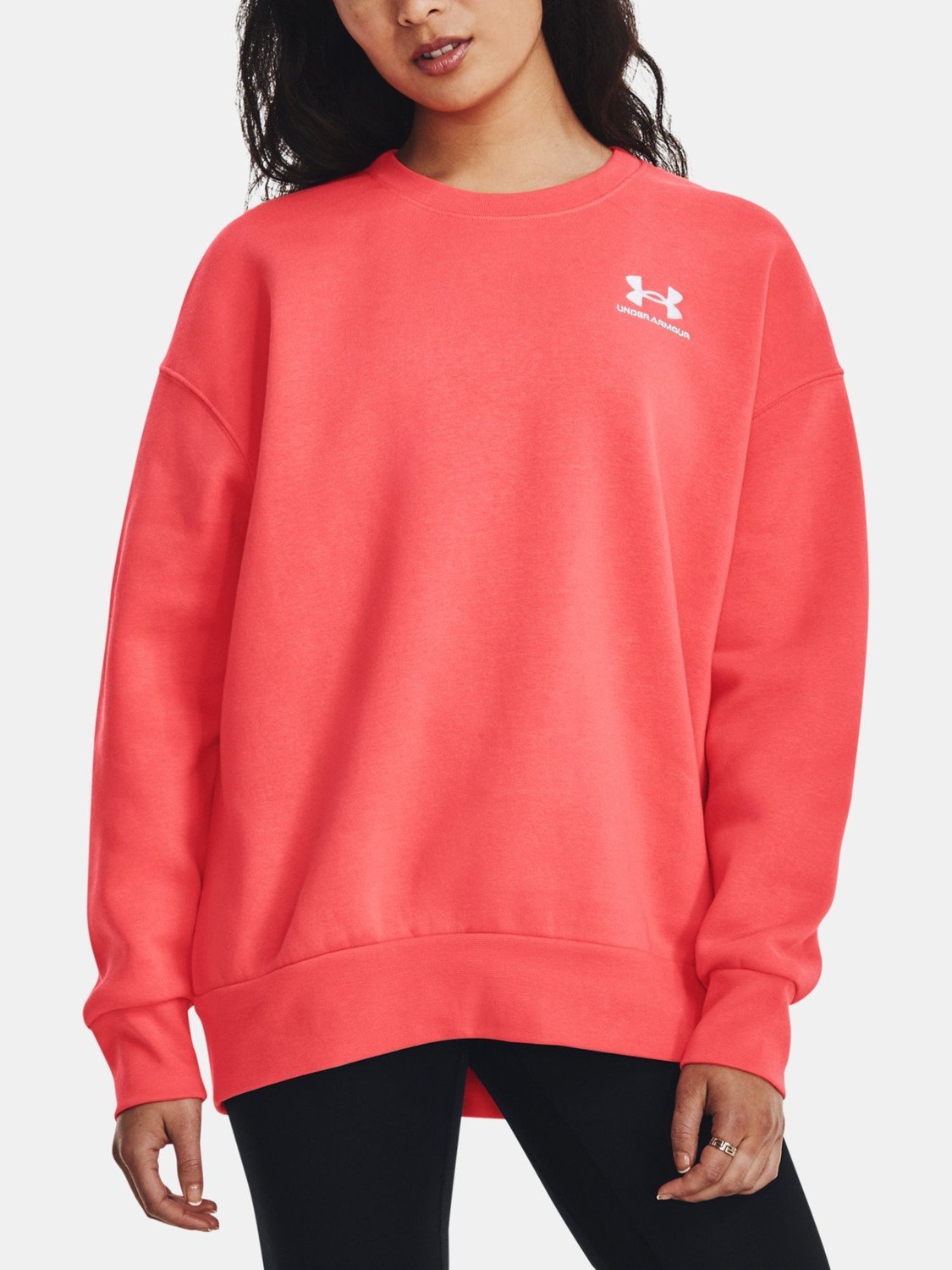 Under Armour Mikina Essential Flc OS Crew-RED - Dámské