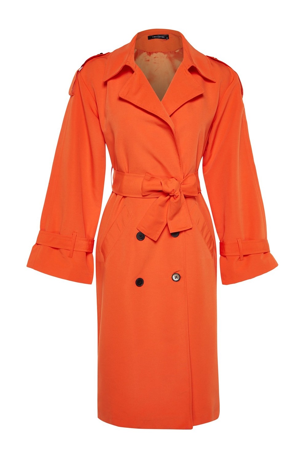 Trendyol Trench Coat - Orange - Double-breasted