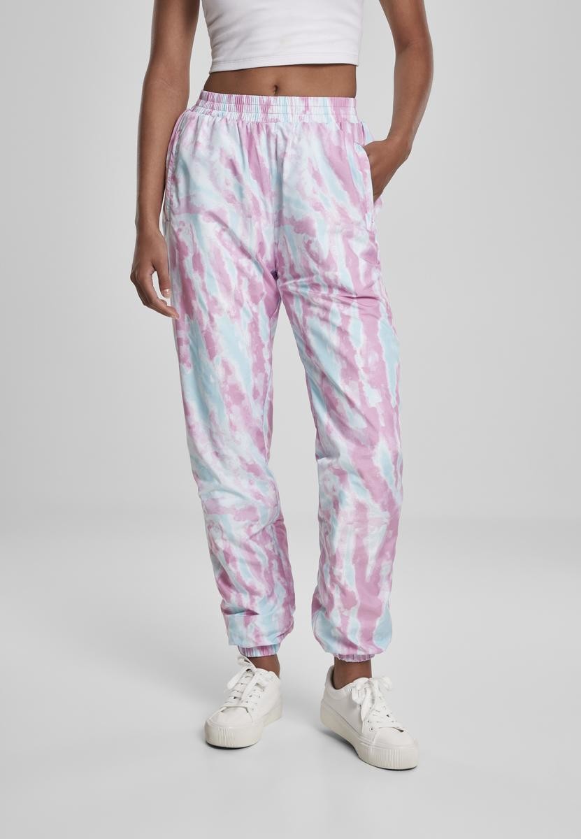 Ladies Tie Dye Track Pants Aquablue/pink