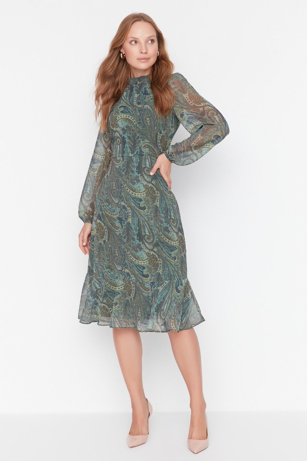 Dámské šaty Trendyol Green Shawl