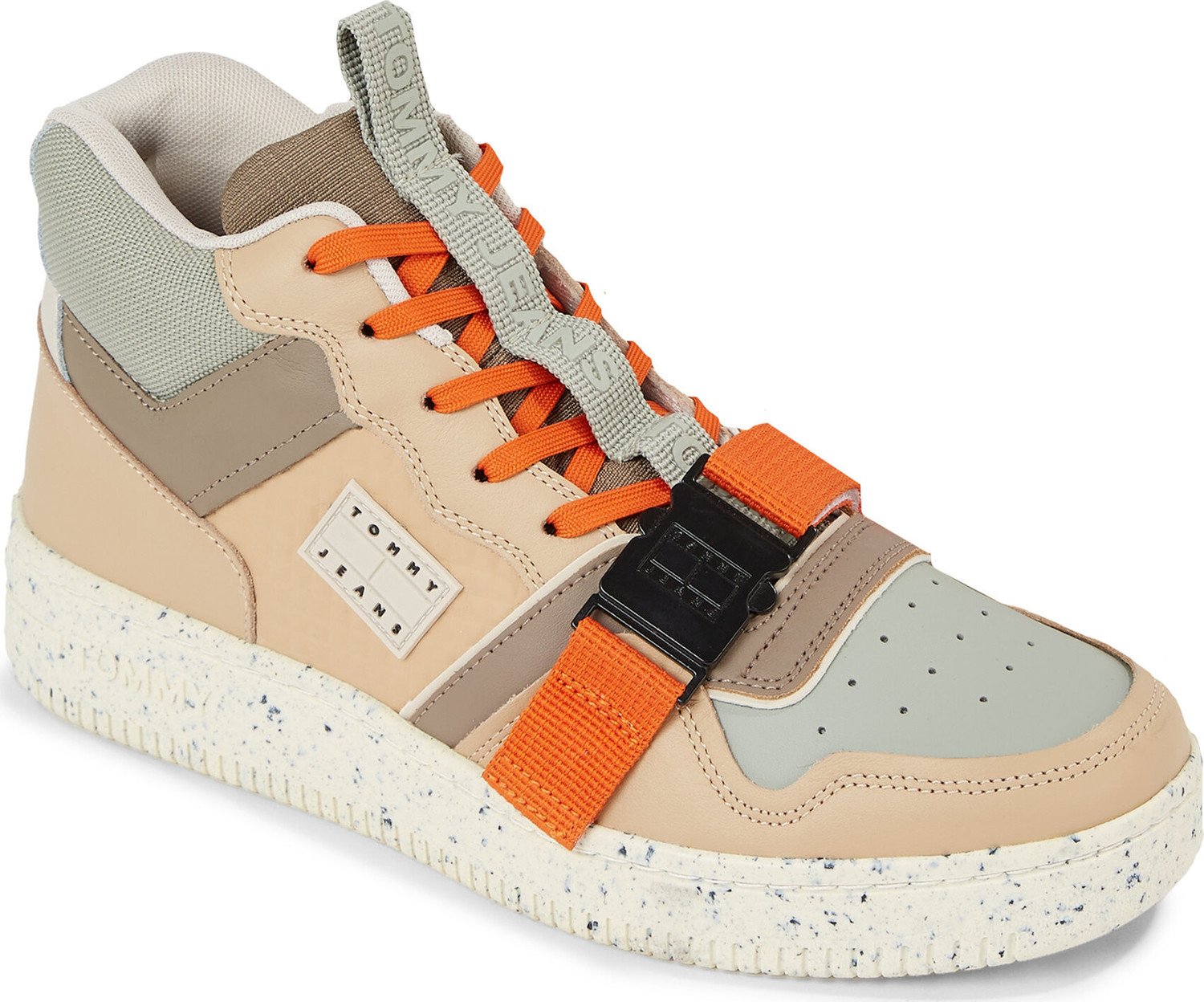 Sneakersy Tommy Jeans Tjm Basket Leather Buckle Mid EM0EM01288 Tawny Sand/ Earth/ Faded Willow AB0