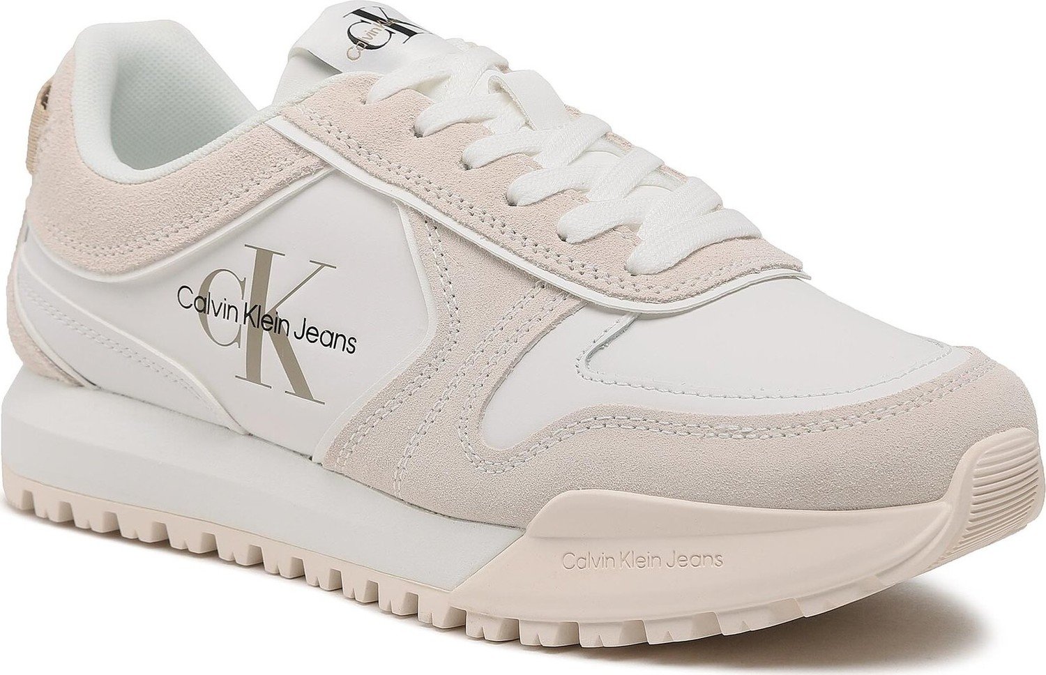 Sneakersy Calvin Klein Jeans Toothy Runner Irregular Lines YM0YM00624 White/Ancinet White 0LA