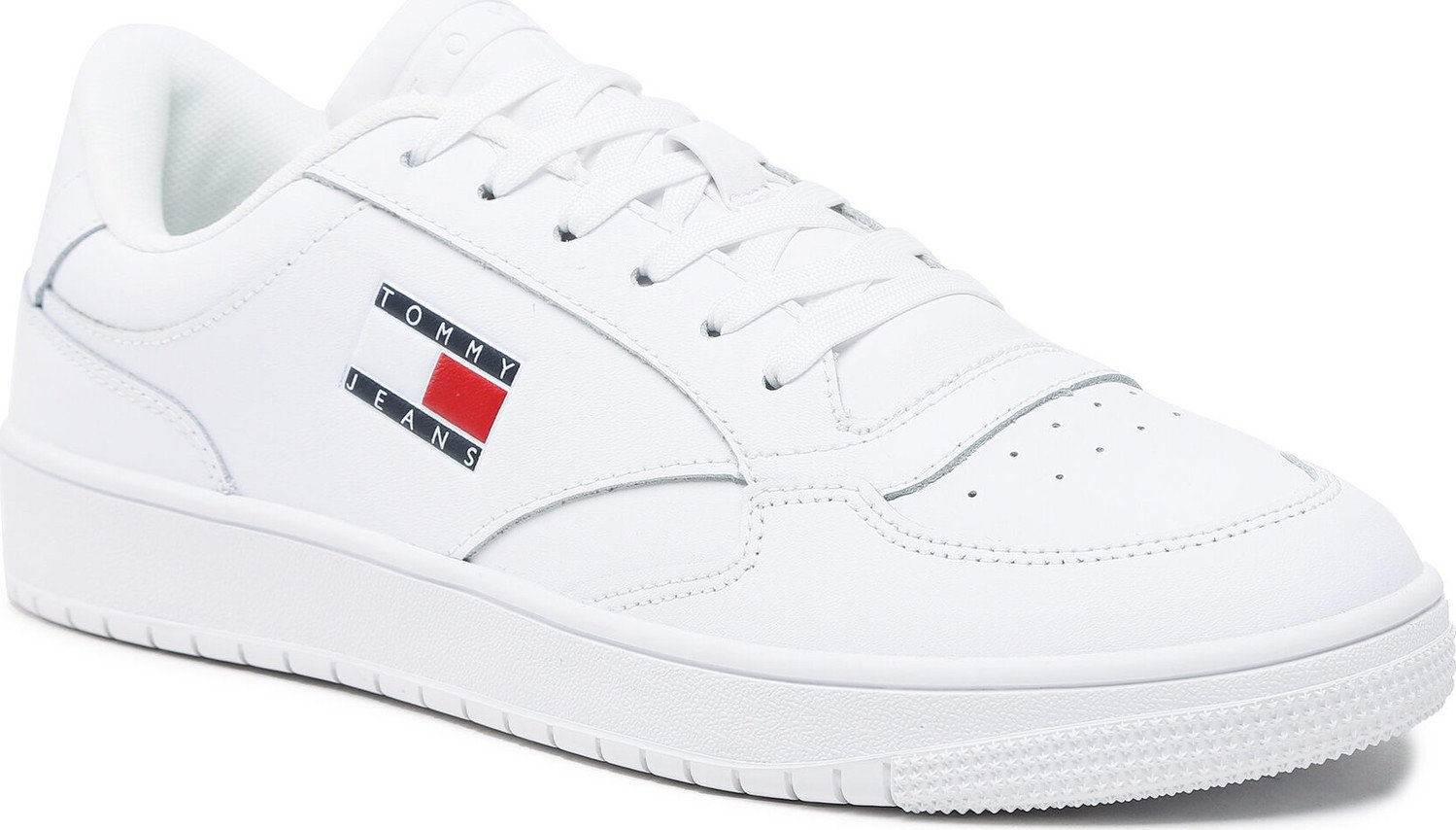Sneakersy Tommy Jeans Retro Leather EM0EM01190 White YBS