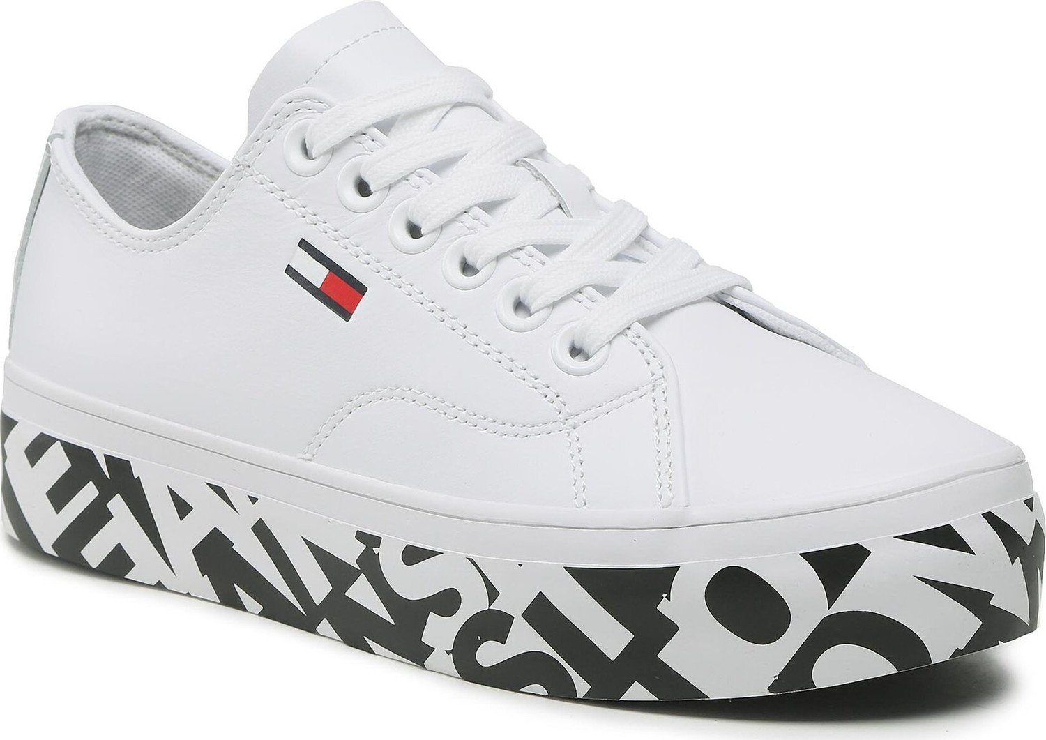 Sneakersy Tommy Jeans Cupsole Print Logo EN0EN02064 White 0K4