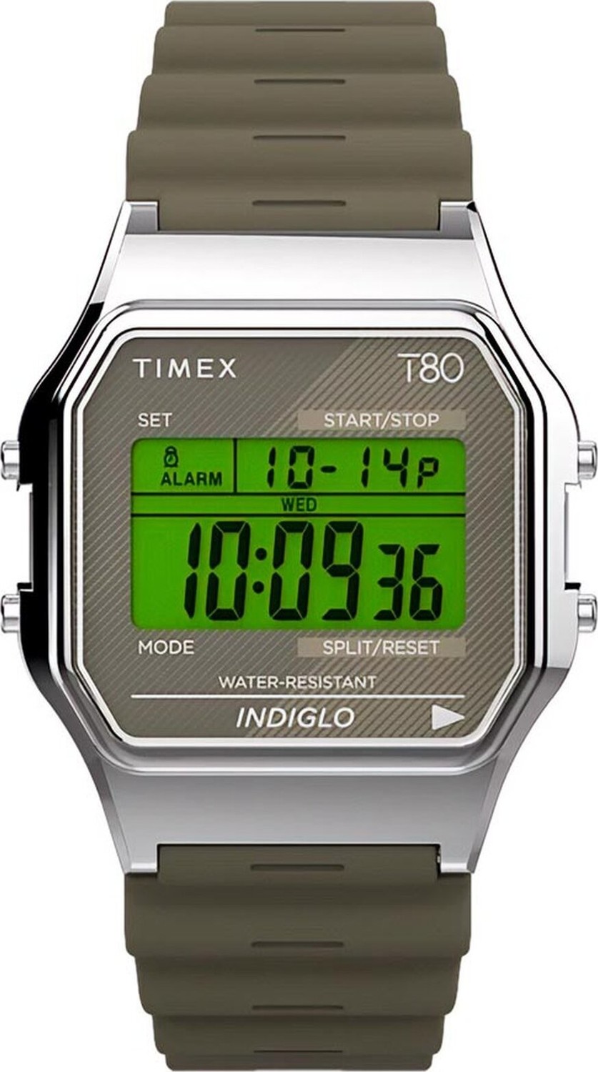 Hodinky Timex T80 TW2V41100 Khaki/Silver