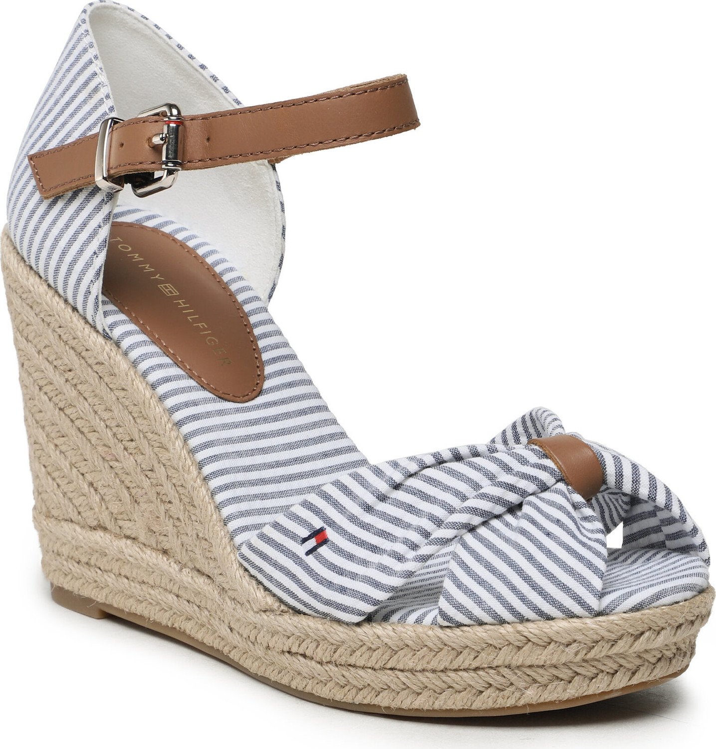 Espadrilky Tommy Hilfiger Basic Seersucker High Wedge FW0FW07160 Seersucker/Bluecoast 0G5