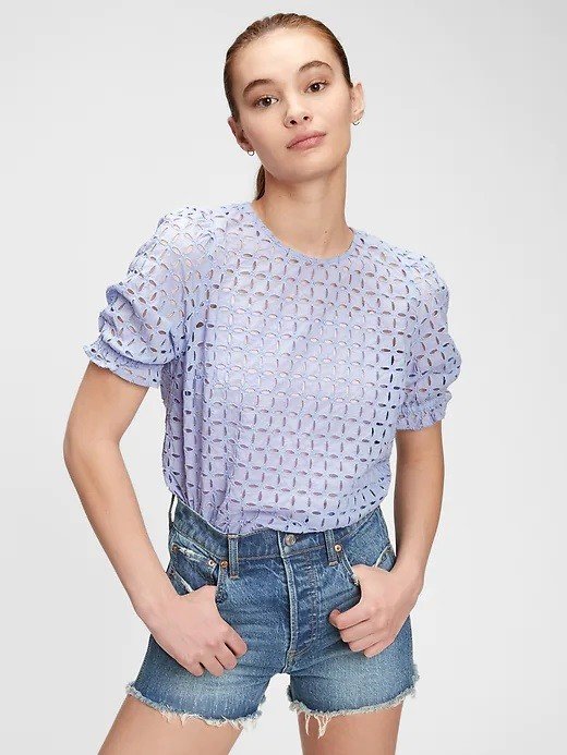 GAP Top eyelet puff sleeve - Dámské