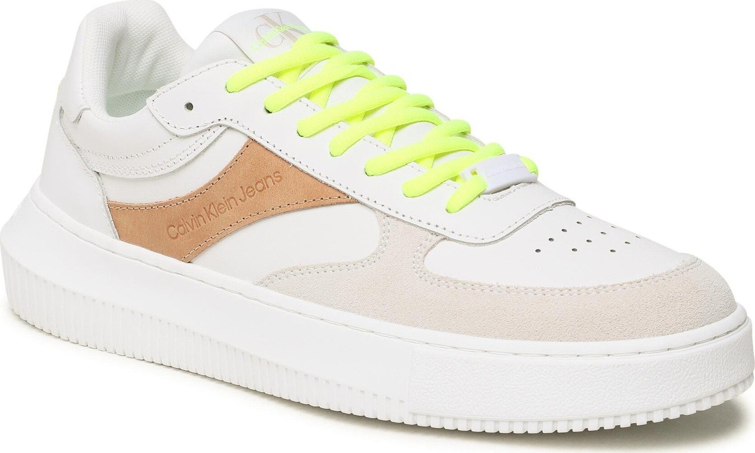 Sneakersy Calvin Klein Jeans Chunky Cupsole Gel Backtab Fluo YM0YM00673 White/Ancient White