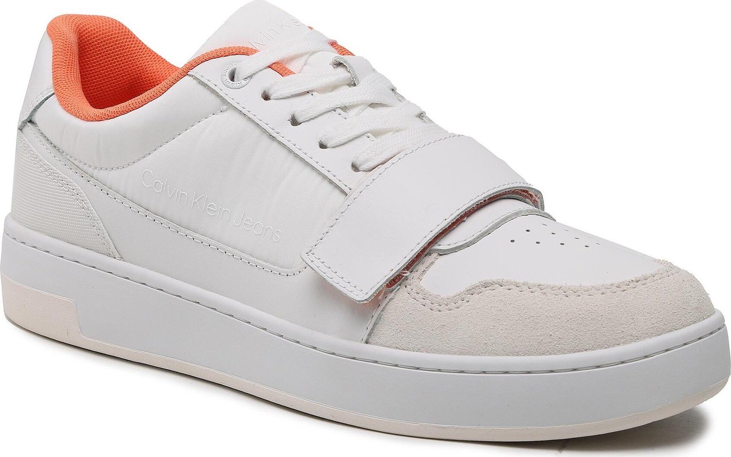 Sneakersy Calvin Klein Jeans Basket Cupsple Velcro Softny YM0YM00609 Creamy White/Firecracker 0LD