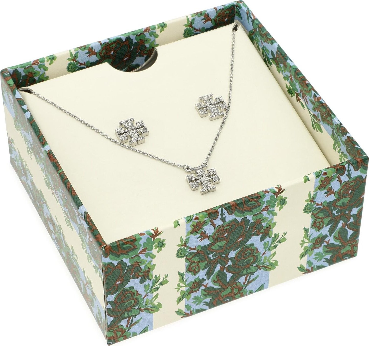 Set náhrdelník a náušnice Tory Burch Kira Pave Pendant And Stud Earring Set 145510 Tory Silver/Crystal 042