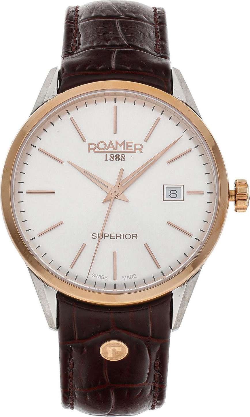 Hodinky Roamer Superior 3H 508833 49 15 05 Silver/Rose Gold/Brown