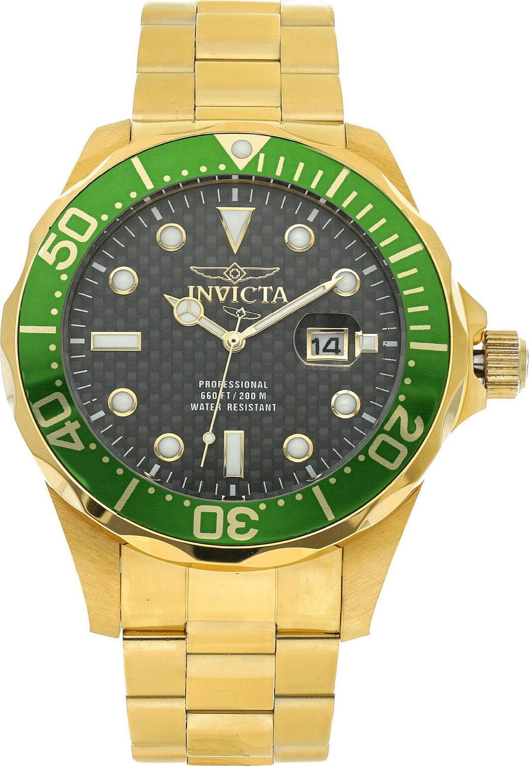 Hodinky Invicta Watch Pro Diver 14358 Gold/Green