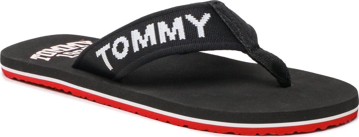 Žabky Tommy Jeans Flip Flop Logo Tape EM0EM01147 Black BDS