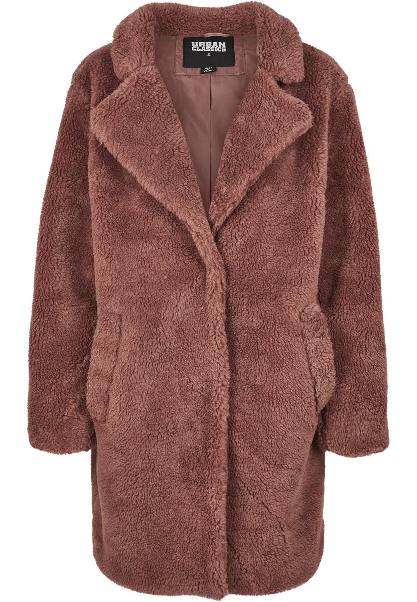 Ladies Oversized Sherpa Coat darkrose