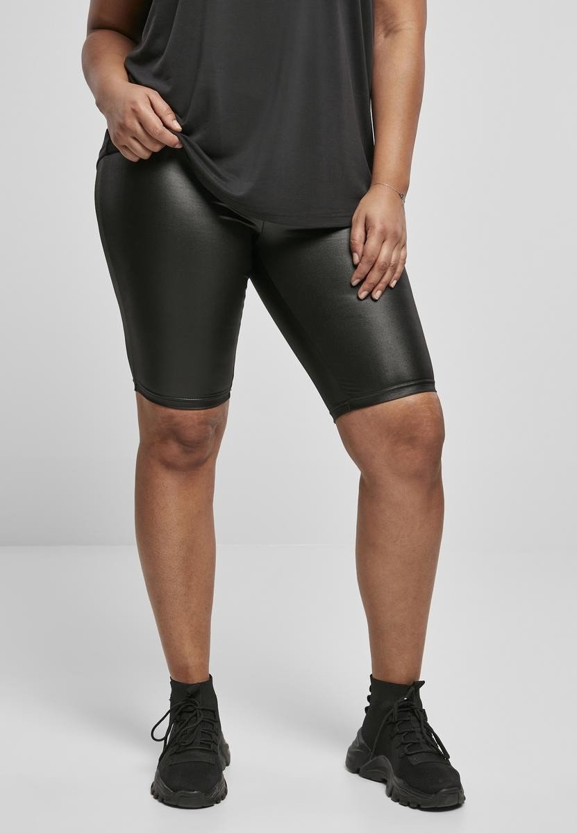 Ladies Imitation Leather Cycle Shorts Black