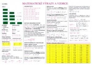 Tabulka - Matematické výrazy a vzorce, 1.  vydání - autorů kolektiv