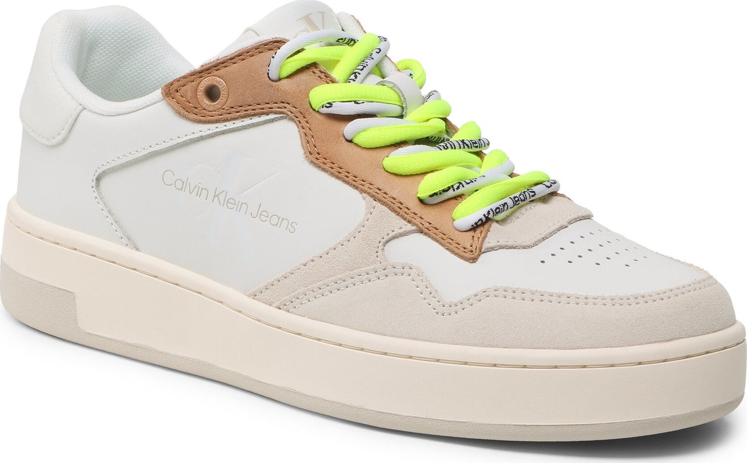 Sneakersy Calvin Klein Jeans Basket Cupsole Fluo Contrast YW0YW00920 White/Ancient White 0LA