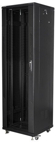 Lanberg FF01-6642-12B, volně stojící rozvaděč, 42U/600x600, černá - FF01-6642-12B